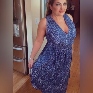 Ramy Brook Navy and White leopard Patterned Dress